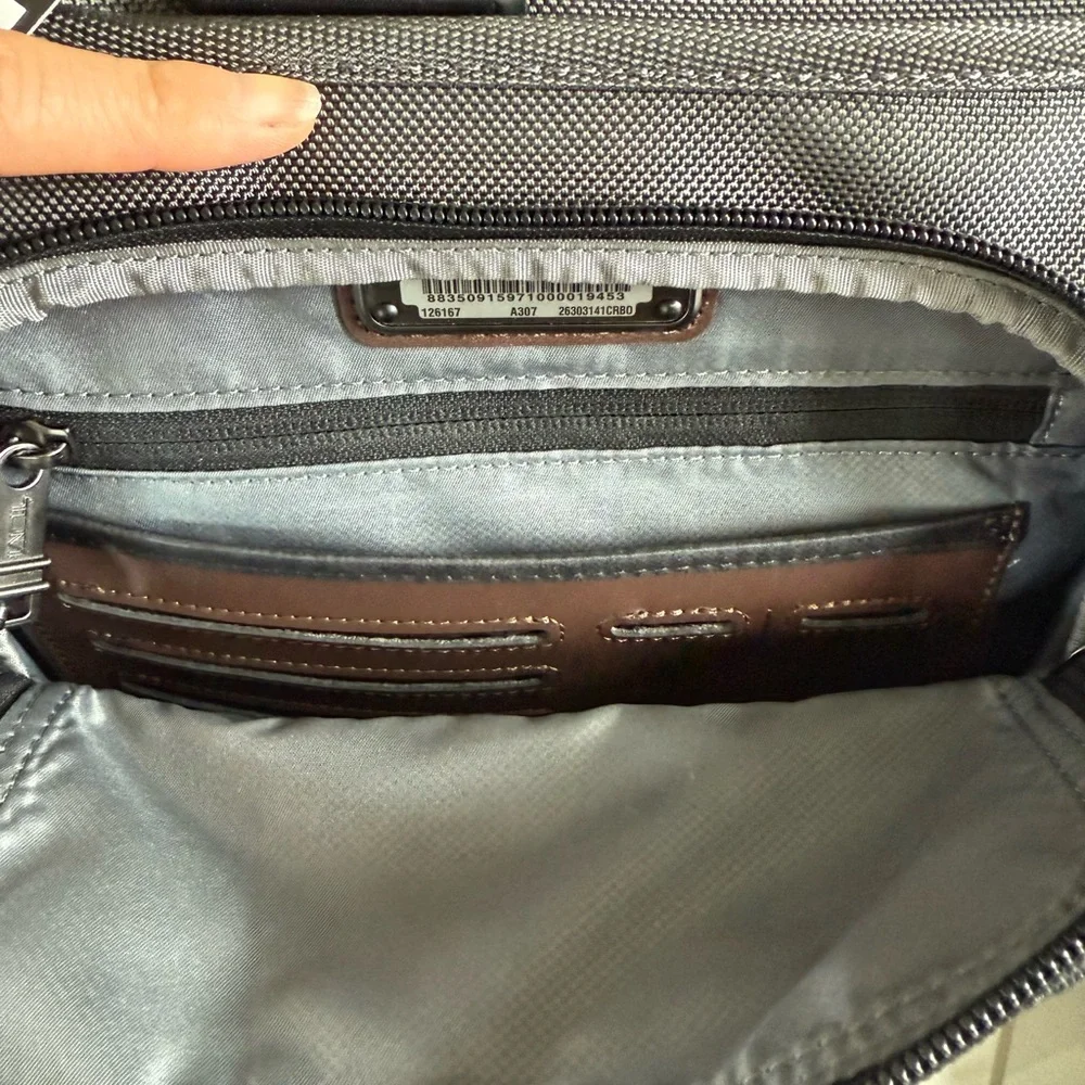 Tumi Briefcase Bag Expandable luggage Gray and Brown NWT